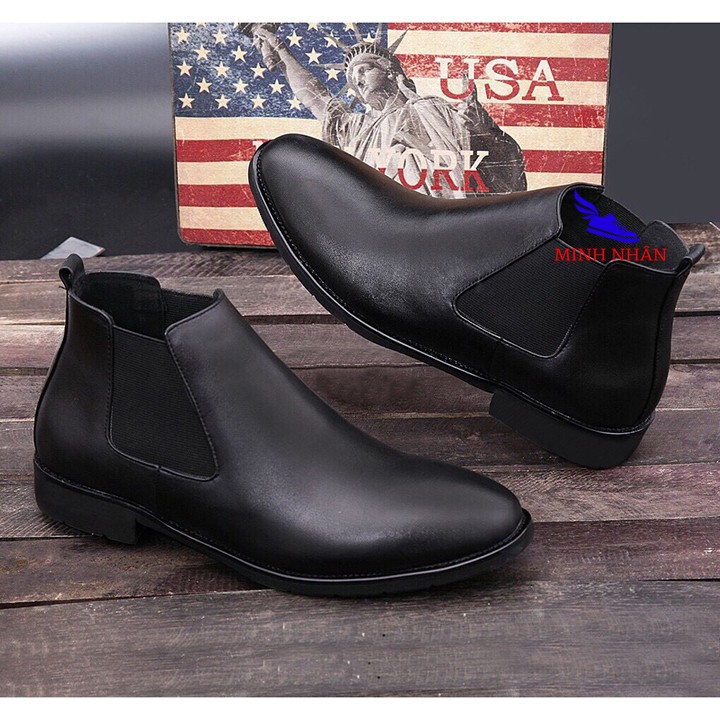 Chelsea boot nam da bò Giày bốt nam cao cổ cao cấp Giày bốt cổ ngắn nam da bò thời trang hàng hiệu giá rẻ C-1