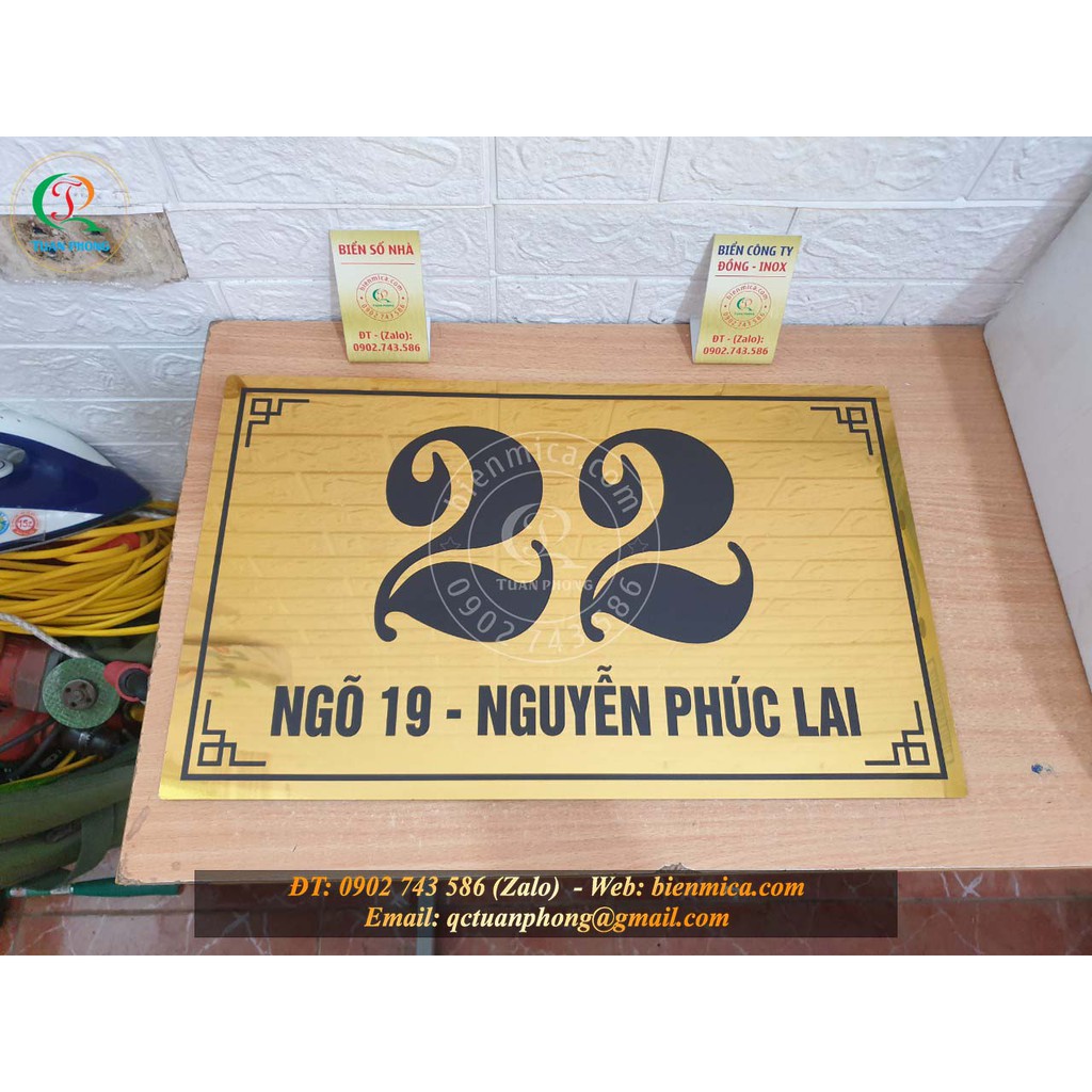 Biển Số Nhà Màu Đồng - Bảng số nhà màu Đồng Inox - Biển công ty màu Đồng - Bảo hành 10 năm