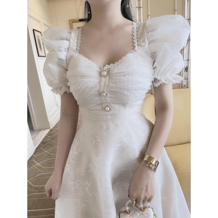 (Free ship) Mẫu Đầm Ren Tay Vuông Cực Sang Chảnh Đủ Size Từ 40-55KG UP HHP Fashion