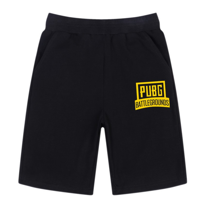 Quần short cotton in logo game PUBG cho bé trai