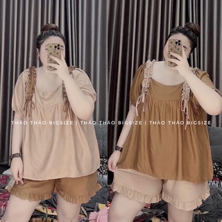 Set babydoll phối bèo hoa - MÚP BIGSIZE 60-100KG