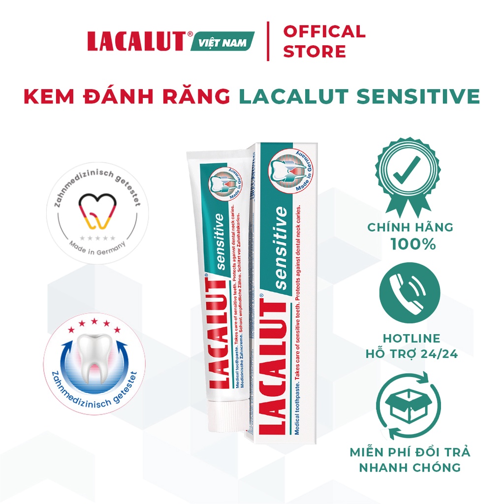 Kem Đánh Răng Lacalut Sensitive - Chống Ê Buốt, Bảo Vệ Răng Lợi | Nhập khẩu CHLB Đức