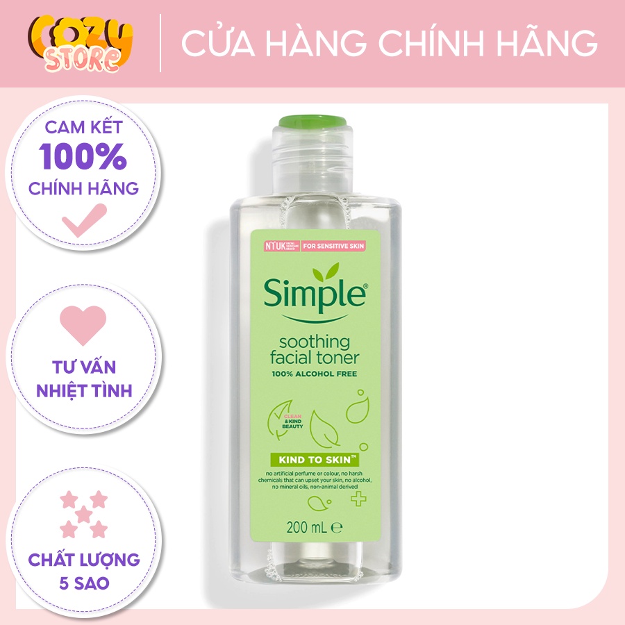 Nước Hoa Hồng Simple Kind To Skin Soothing Facial Toner 200ml Cozy Store SP001021