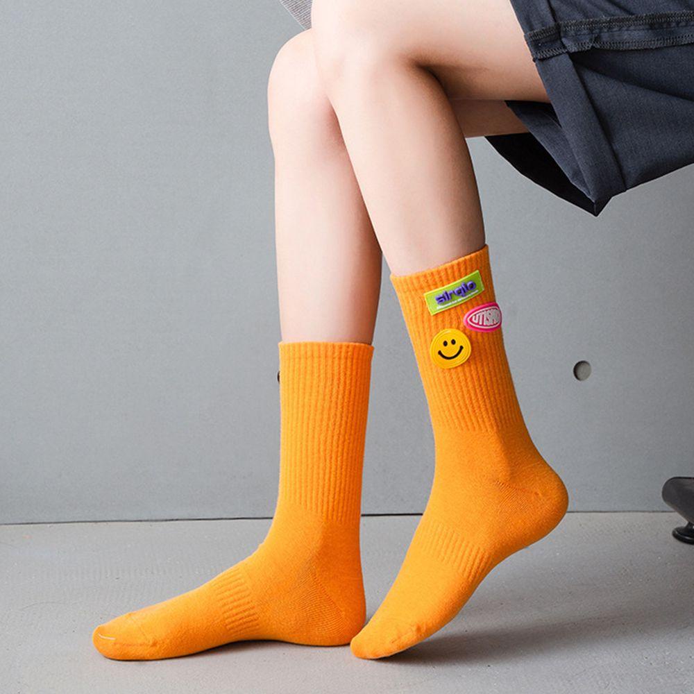 MIQUEL Vớ Cotton Màu Trơn Họa Tiết Hoạt Hình Phong Cách Đường Phố Đơn Giản Dành Cho Nữ