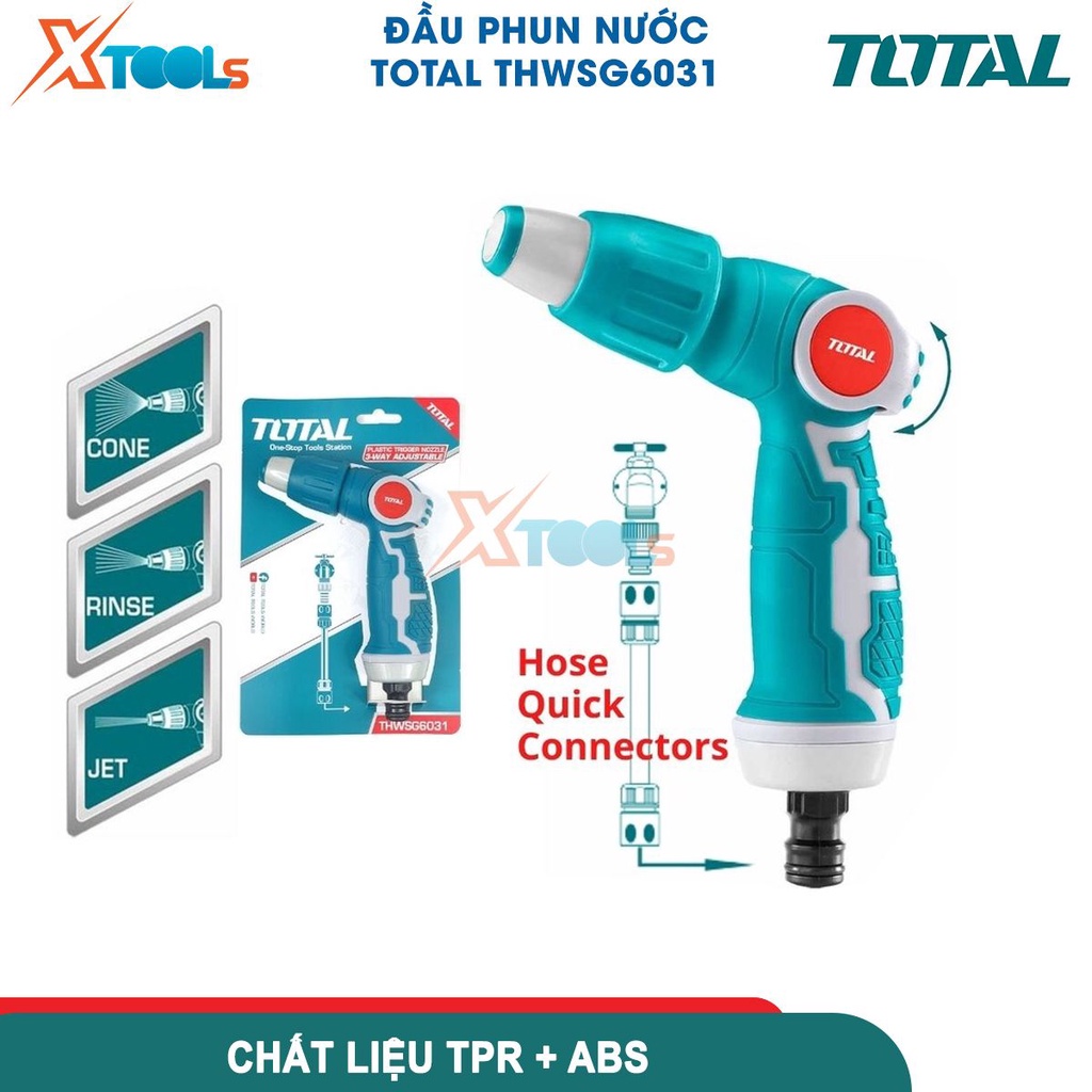 Vòi phun nước đa năng TOTAL THWSG6031 Vòi xịt tưới cây chỉnh 3 hướng, kiểu phun chỉnh dạng sương -CHÍNH HÃNG-XTOOLS