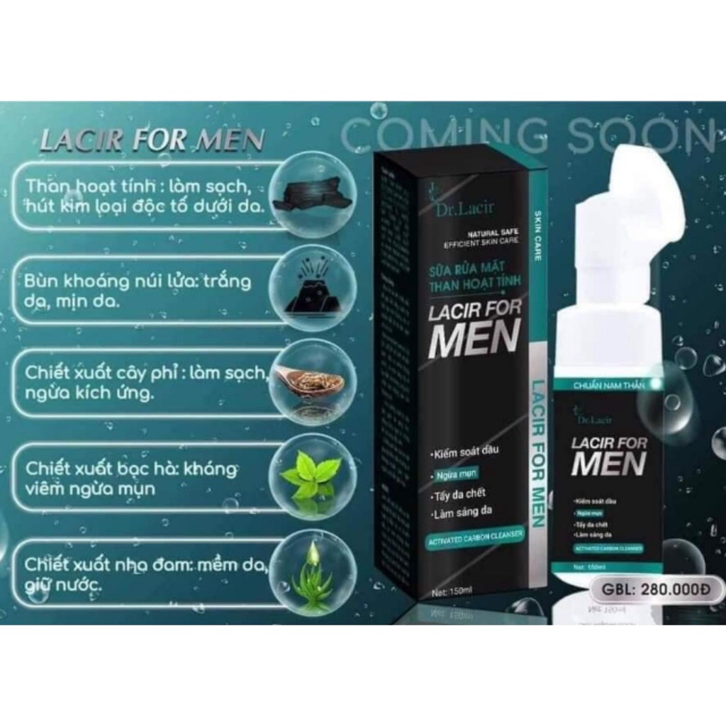 Sữa rửa mặt nam Great86 sữa rửa mặt Lacir For Men Dr Lacir làm sạch bụi bẩn dầu thừa sáng da ngăn ngừa mụn 150ml