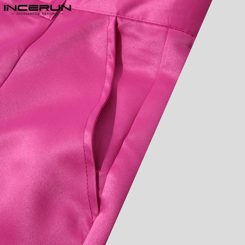 Quần dài suông rộng INCERUN lưng cao xẻ trước thiết kế thời trang nam