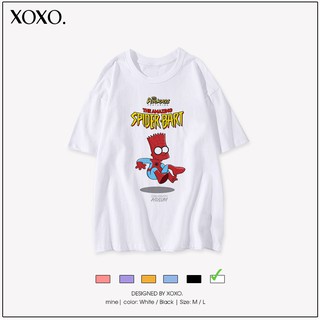 Áo thun tay lỡ form rộng dáng unisex  XOXO phong cách Nelly Ulzzang in hình BART NGƯỜI NHỆN