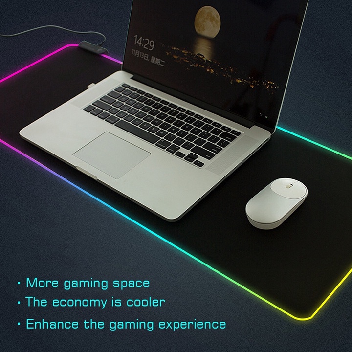 Lót chuột 25x30cm và 80x30cm dày 4mm tích hợp Led RGB FGD-02