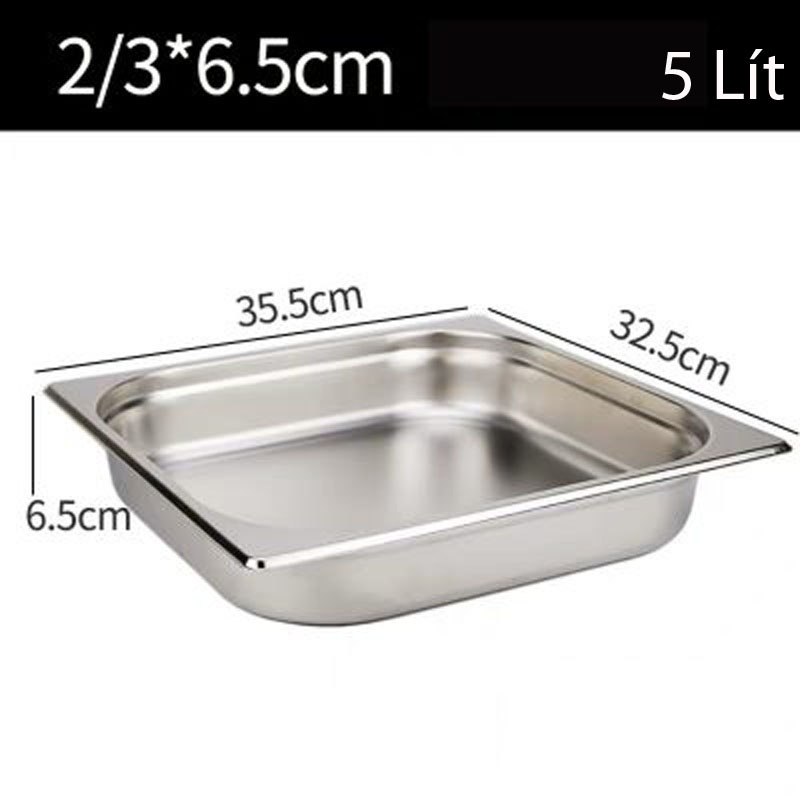 Khay Inox Đựng Thạch Topping Đựng Thực Phẩm Đựng Kem GN 2/3