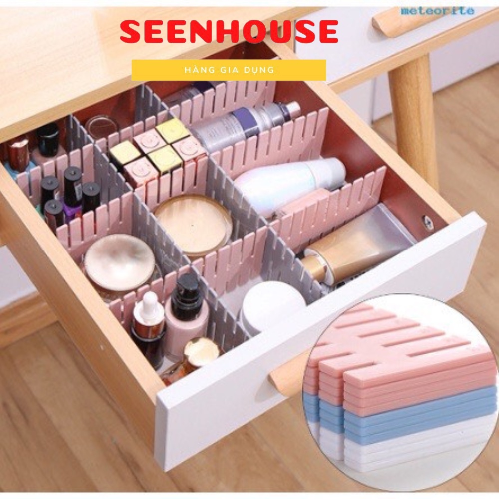Set 4 Thanh Vách chia ngăn kéo tủ thông minh bằng nhựa, thanh chia ngăn tủ