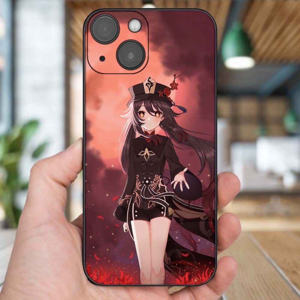Ốp lưng iPhone 13 dẻo đen cạnh vuông in hình Hutao Genshin Impact
