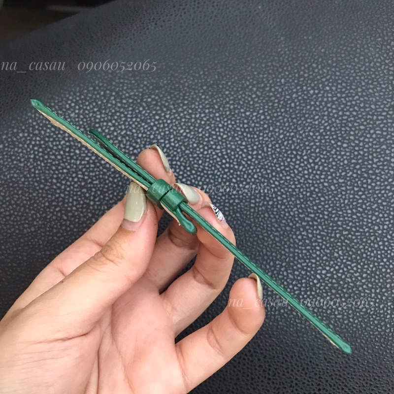 DÂY ĐỒNG HỒ DA BÒ MÀU XANH LÁ CÂY NỮ các size 10mm, 12mm, 14mm, 16mm, 18mm