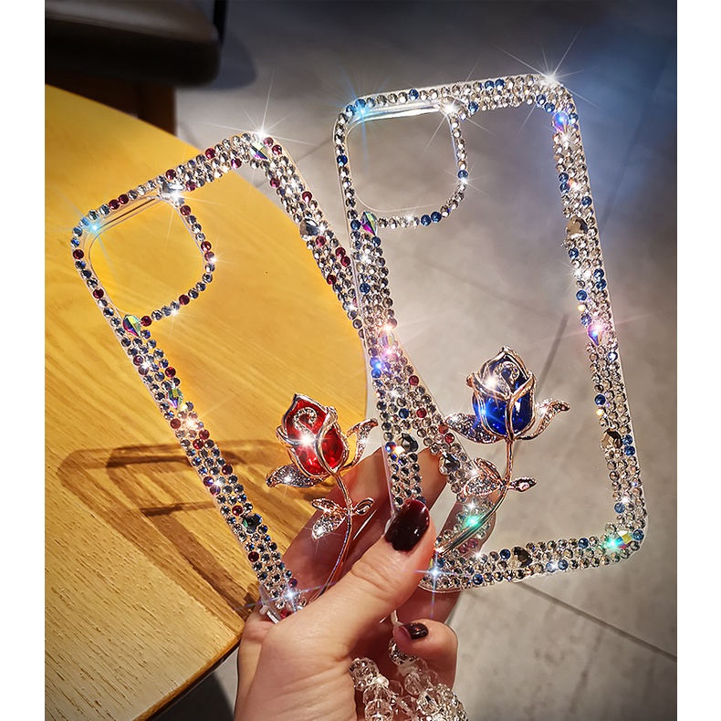Ốp Điện Thoại tpu Mềm Trong Suốt Đính Đá Lấp Lánh Cho iphone 15 11 12 13 14 pro max 7 8 plus x xr xs max