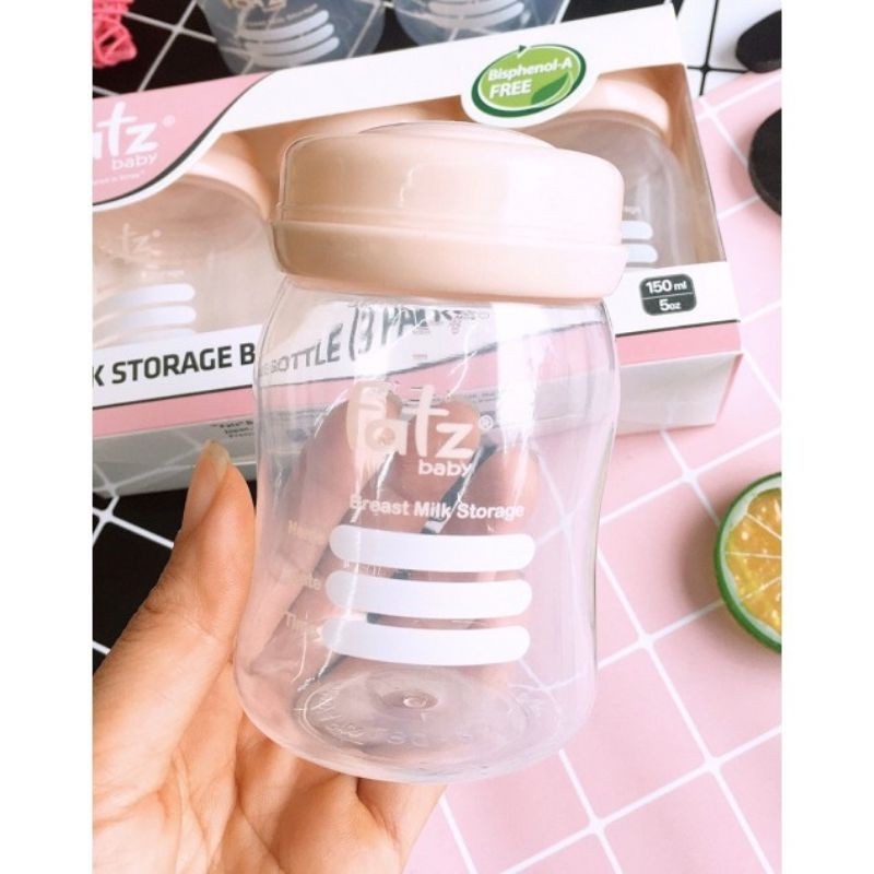 Bộ 3 bình trữ sữa 150ml Fatz Baby cổ rộng FB0120N