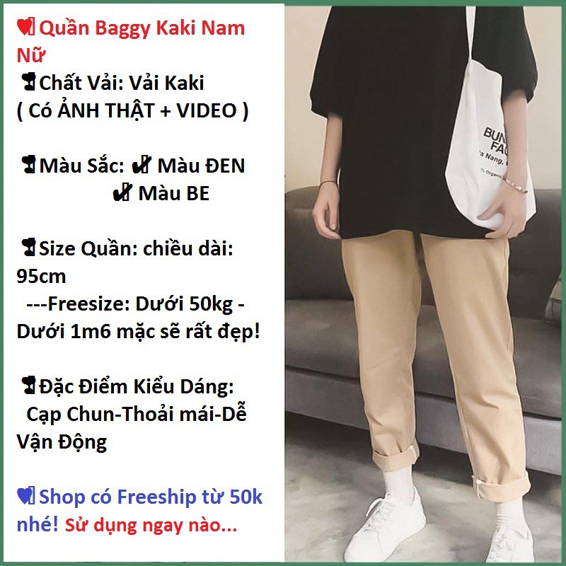 [ Freeship ] Quần học sinh baggy kaki nam nữ , quần vải kaki unisex freesize dưới 1m55 chất vải dày dặn thoải mái