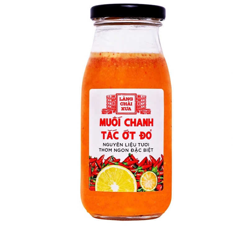 Muối ớt đỏ chanh tắc cao cấp Làng Chài Xưa, nguyên liệu tươi, thơm ngon đặc biệt, chai thủy tinh 300gr