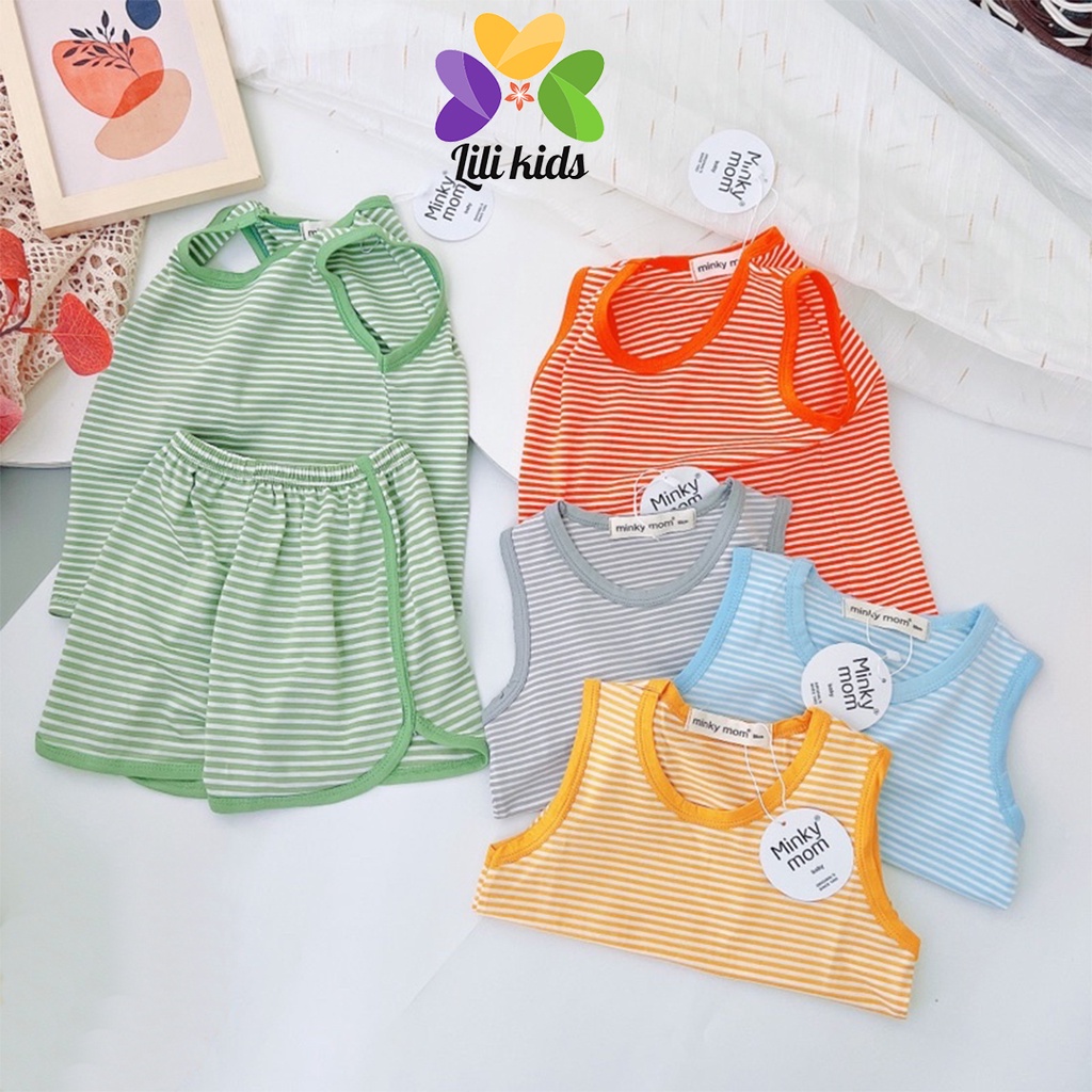 Bộ ba lỗ bé trai bé gái LILI.KIDS vải thun lạnh kẻ nhiều màu bộ quần áo cho bé 3 lỗ mặc hè thoáng mát BBL05