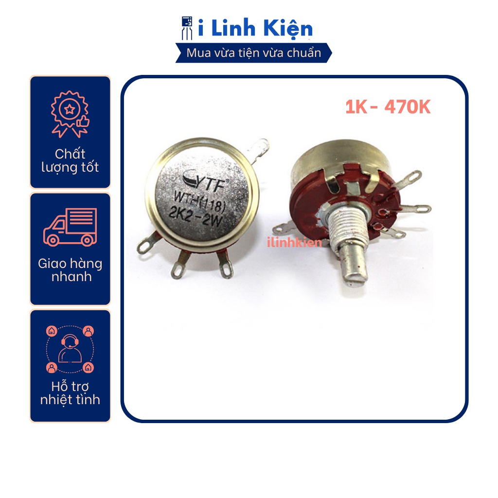 Chiết áp đơn WTH118-2W 1K - 470K  chất lượng tốt