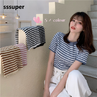 Áo Croptop Cổ Tròn Kẻ Sọc Thời Trang Mùa Hè Năng Động