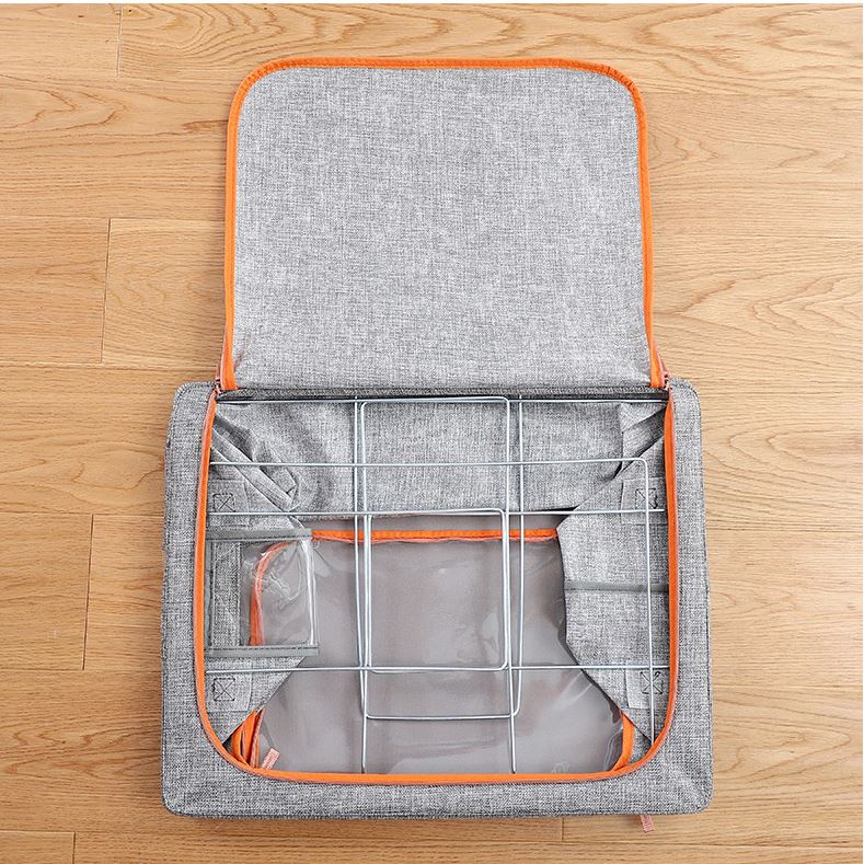 Túi Đựng Quần Áo Chăn Màn hộp vải Khung Thép Vải Oxford Cỡ Lớn 66L, Thùng Vải Đựng Quần Áo