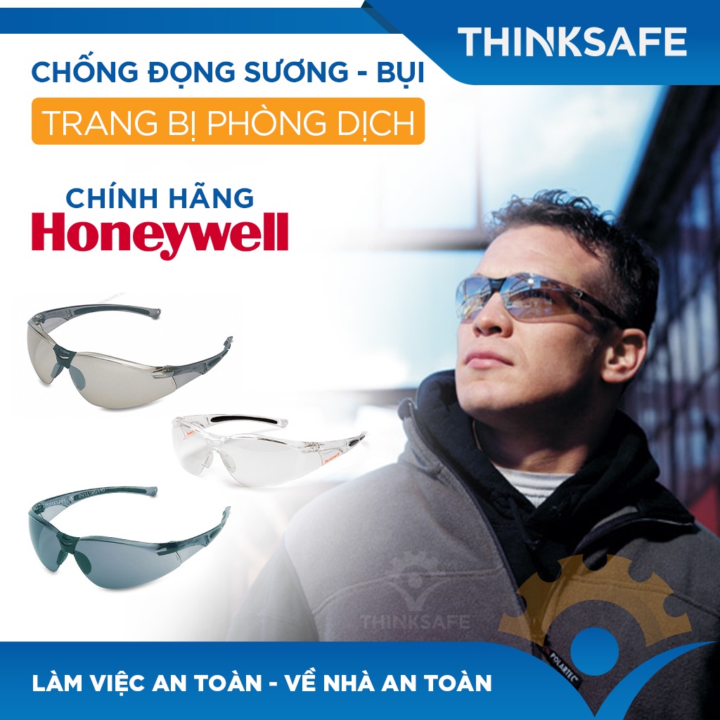 Kính che mặt Honeywell Thinksafe, Chắn bảo hộ đa năng, chống bụi, chắn gió, tia UV, mắt kiếng bảo hộ - A800 đen