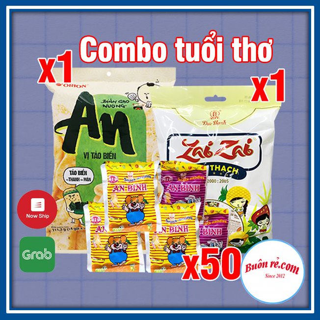 Combo tuổi thơ ( Thạch Zai Zai - Bánh gạo rong biển - Mì trẻ em ) tiết kiệm ăn vặt tại nhà 01407_00003_01030