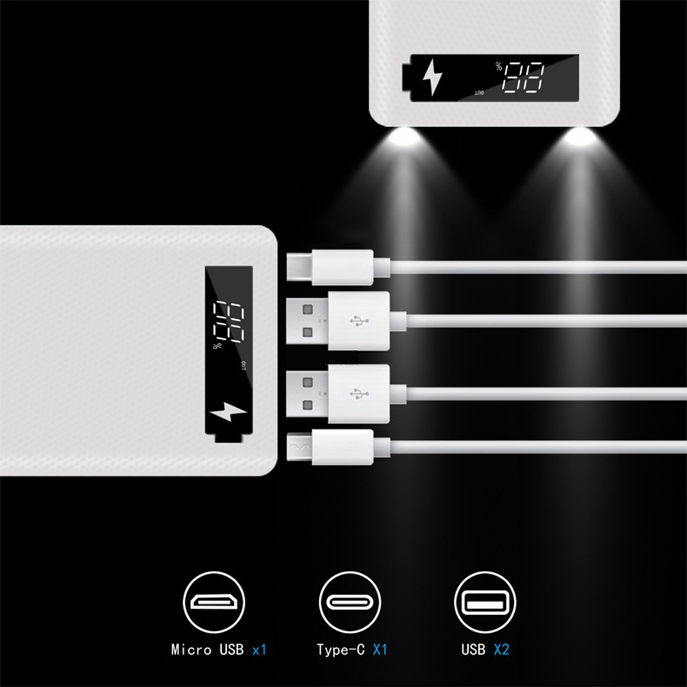 Vỏ Pin Sạc Dự Phòng Micro USB Type-C 18650 Màn Hình LCD DIY Ốp