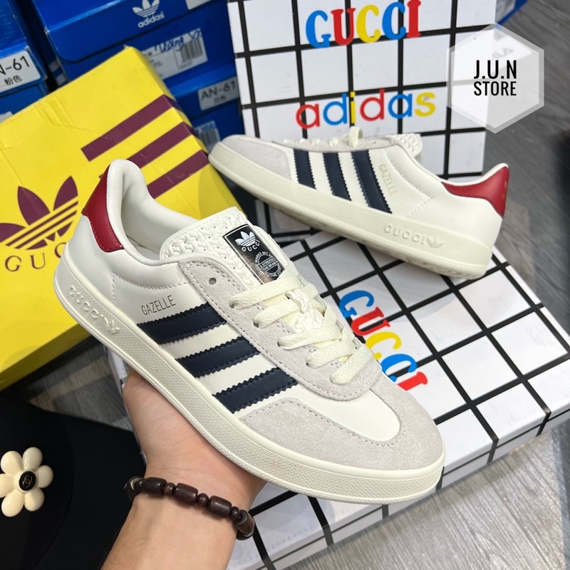 GIÀY ADI.DAS GU.CI GAZELLE WHITE DA THẬT CAO CẤP