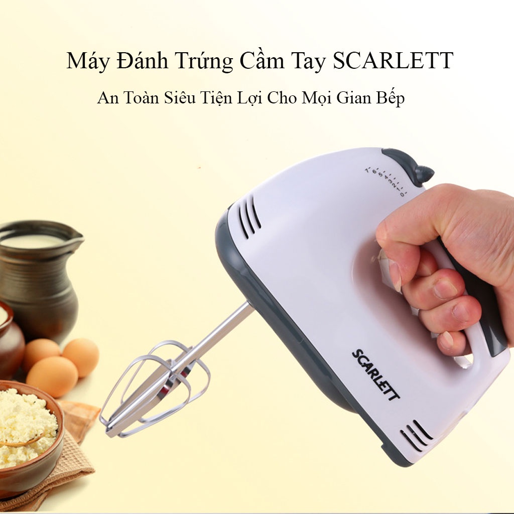 Máy Đánh Trứng Cầm Tay Máy Đánh Trứng Mini Cầm Tay Scarlett 7 Tốc Độ Cực Mạnh  Hoạt Động Êm Ái