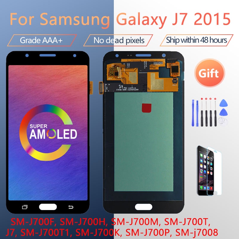 Màn hình Super AMOLED 100% mới LCD cho Samsung J7 2015 J700 SM-J700F J700M J700H/DS, màn hình cảm ứn