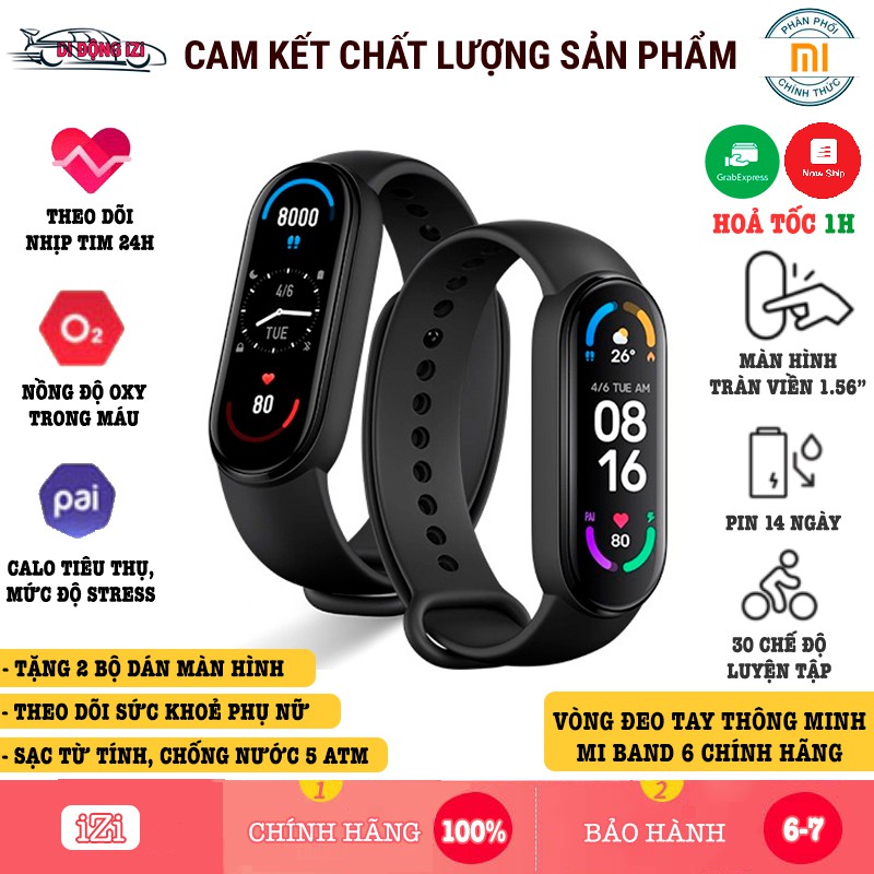 Vòng Đeo Tay Thông Minh Xiaomi Mi Band 6 - Theo Dõi Sức Khoẻ, SpO2, Nhịp tim, Chế Độ Phụ Nữ,... [CHÍNH HÃNG]