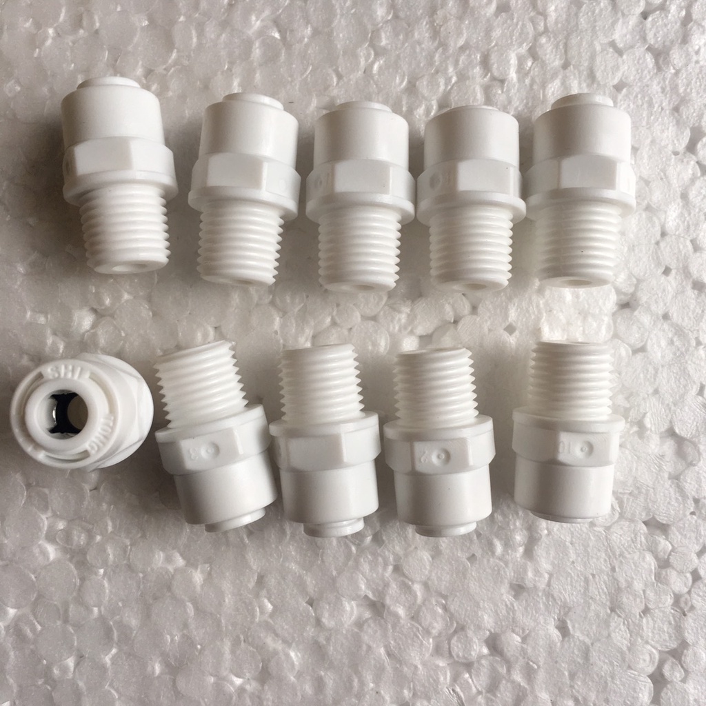 10 chiếc cút thẳng van từ nối nhanh, cút thẳng ren 13 dây phi 6 nối nhanh