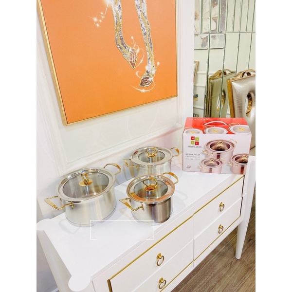 Bộ Nồi 3 Món Inox Cao Cấp MISU LOUIS Chính Hãng, Đáy Liền Nguyên Khối 3 Đáy, Sử Dụng Mọi Loại Bếp