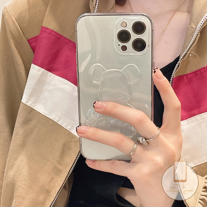 Ốp Điện Thoại TPU Mềm Trong Suốt Hình Gấu 3D Cho iPhone 11 7 + 8 + 6 6s + XR 7 8 12 13 Pro MAX 14 + 14 Pro MAX 11Pro MAX X XS MAX SE 2020