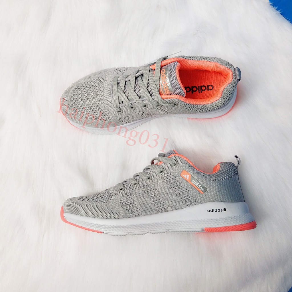 Giày Adidas nữ xám cam cực chất.