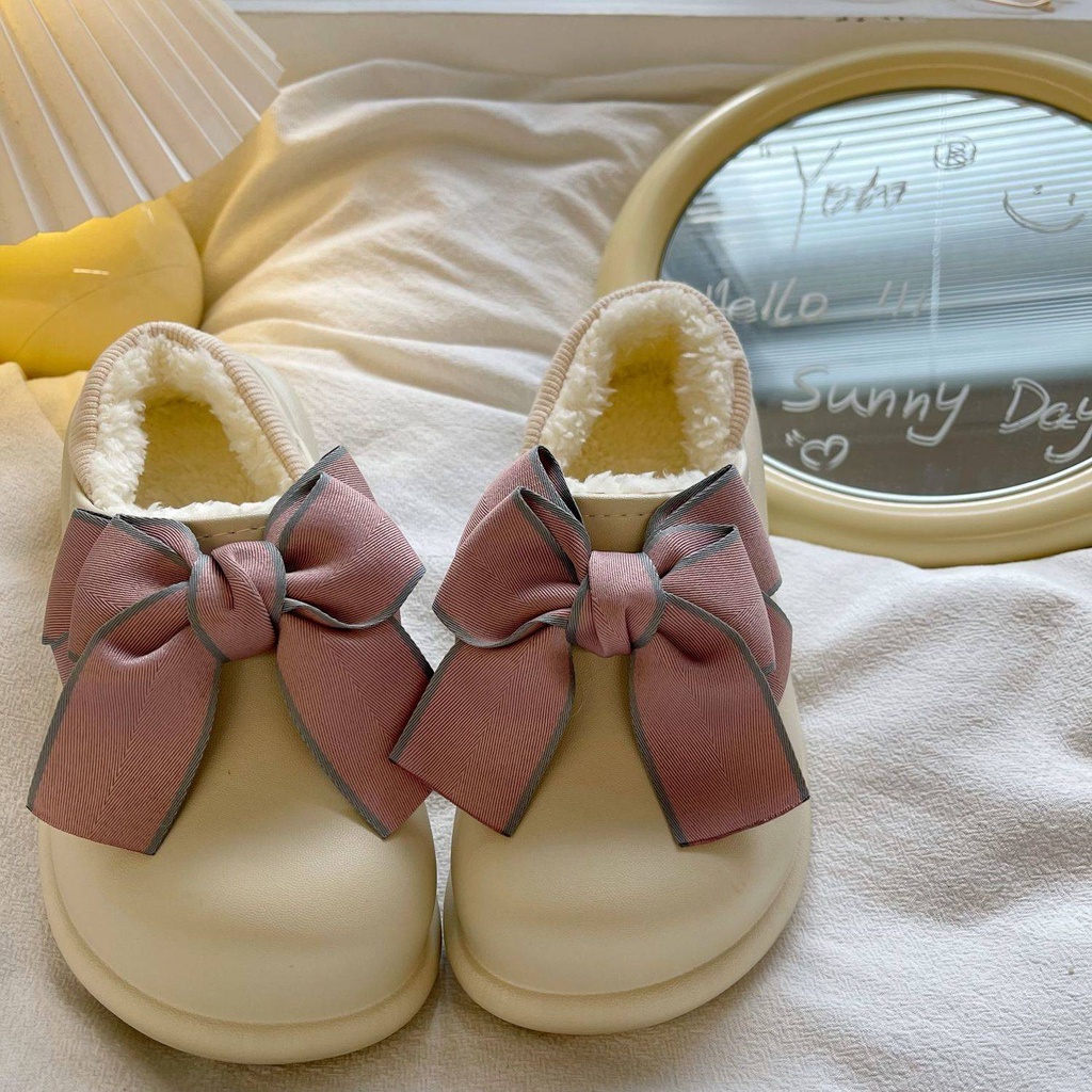 Dép Bông Đi Trong Nhà Đế Dày Giữ Ấm Mùa Đông Thiết Kế Dễ Thương Dành Cho Nữ