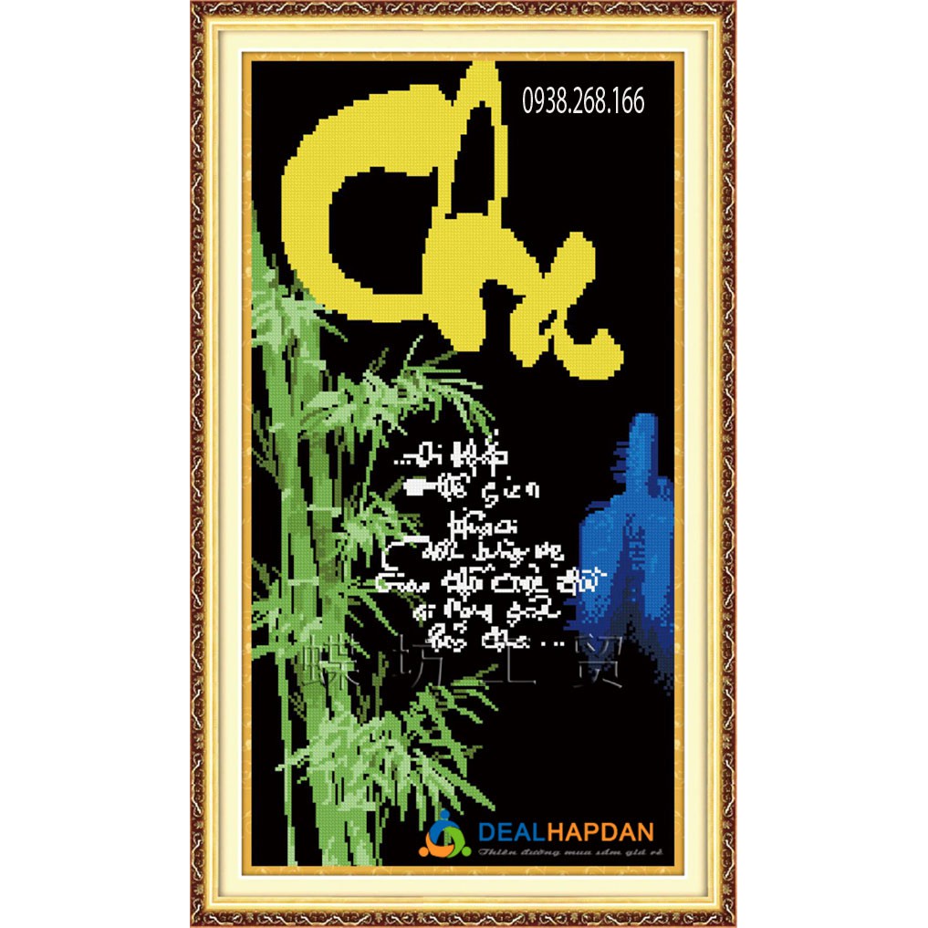 Tranh thêu chữ thập 3D Chữ Cha thư pháp 222411 (38x64cm)