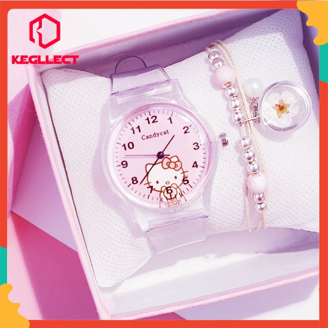 Kegllect Đồng hồ/vòng đeo tay thiết kế trong suốt kiểu hoạt hình cho bé gái