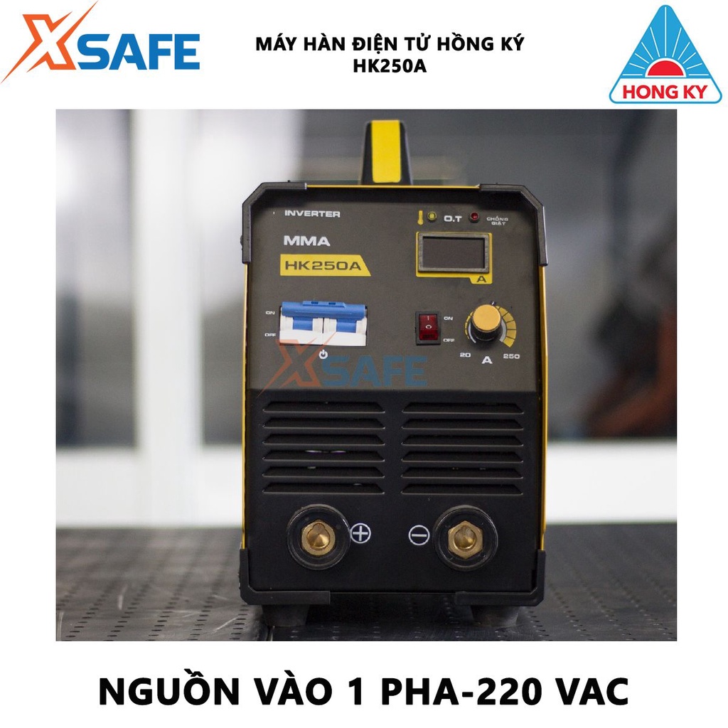 Máy hàn que Inverter Hồng Ký HK250A Máy hàn điện tử hàn que 4.0mm liên tục, cường độ dòng hàn 250A dùng cho nhà xưởng