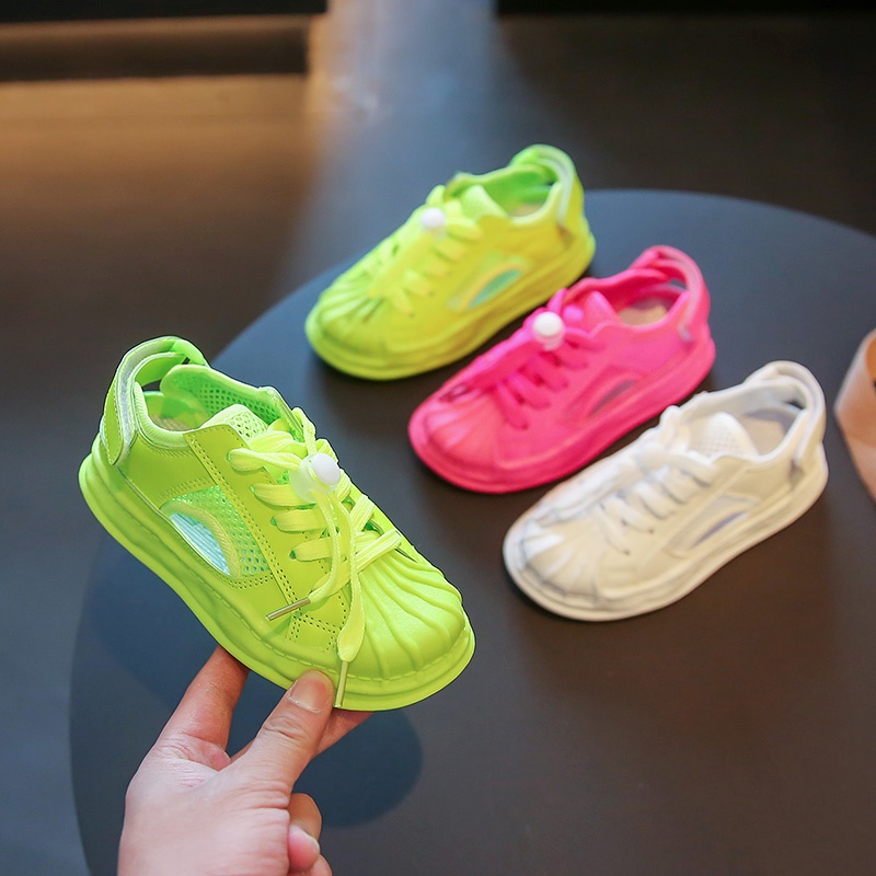 Giày Thể Thao Lưới Thoáng Khí Đế Mềm Chống Trượt Có Dây Rút Cho Bé Gái 2-16 Tuổi