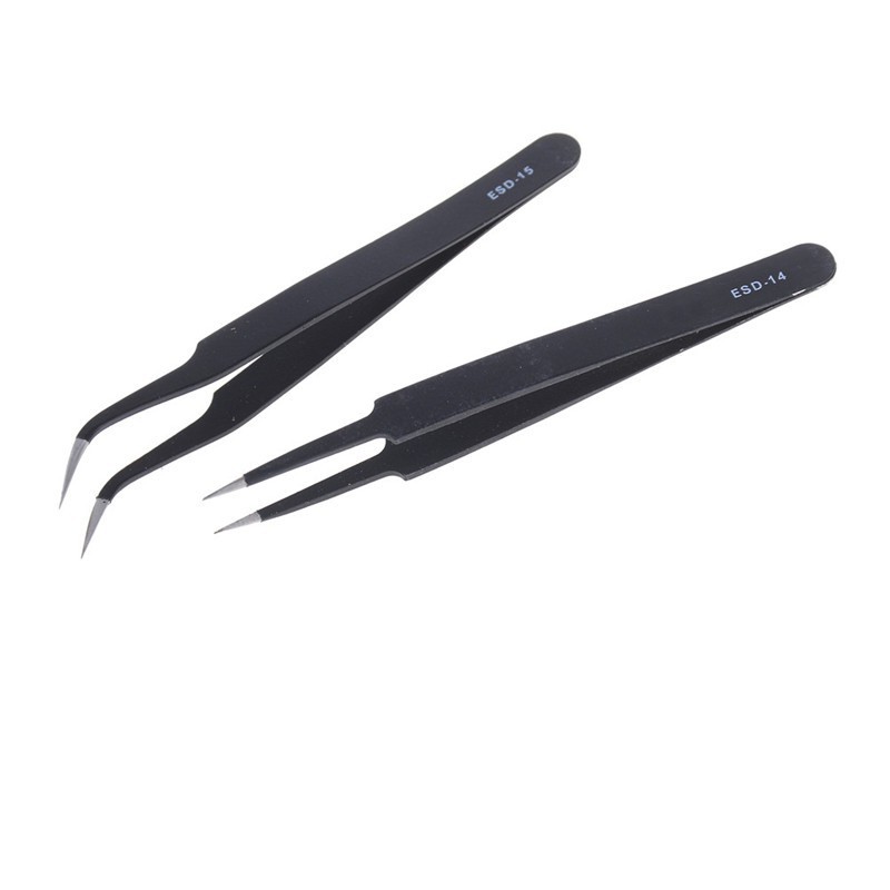 Set 2 Nhíp Đầu Thẳng / Cong Chống Tĩnh Điện