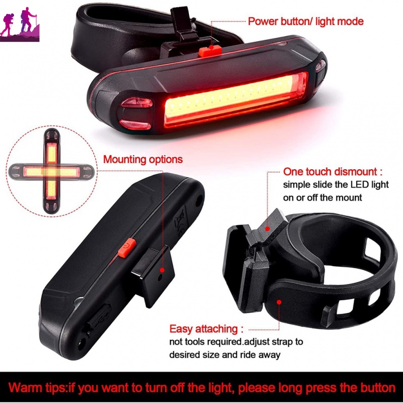 Đèn LED Sạc USB Gắn Sau Xe Đạp Chống Nước IPX-5 Báo Hiệu An Toàn Có Thể Sạc Lại Được A-210