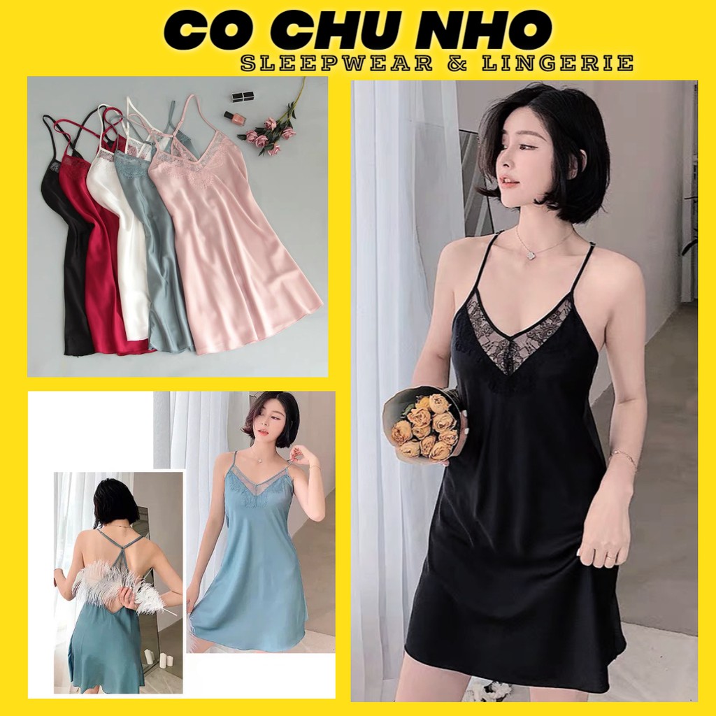 ♥️[Q11.HCM] ♥️[LL190]Váy ngủ lụa satin Quảng Châu - Đầm ngủ sexy phi lụa phối ren - Cô chủ nhỏ chuyên sỉ