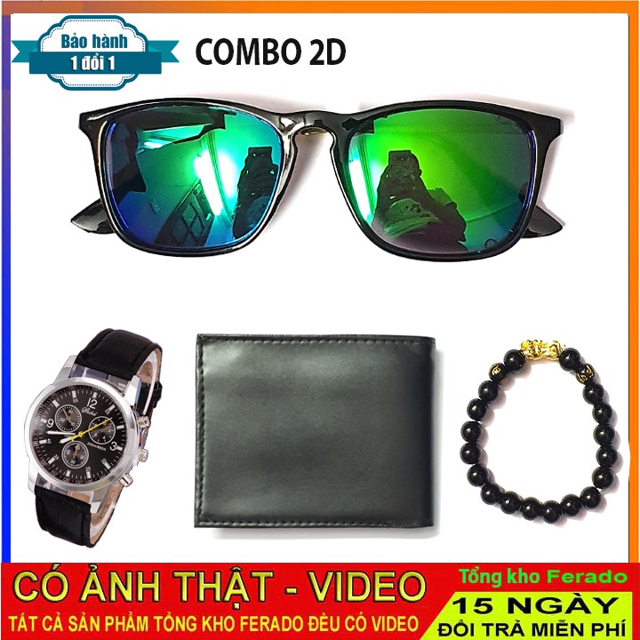 COMBO 4 món phụ kiện Đồng hồ kính mắt ví da vòng tùy hưu