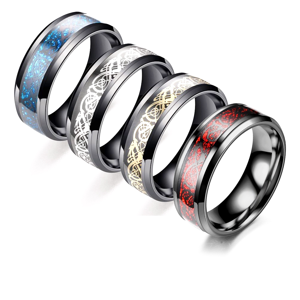 Nhẫn thép Titanium màu đen kiểu dáng đơn giản cá tính cho nam