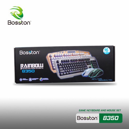 Bộ bàn phím và chuột chơi game già cơ Bosston 8350 led cao cấp, Nút bấm êm tay, Chống nước tốt