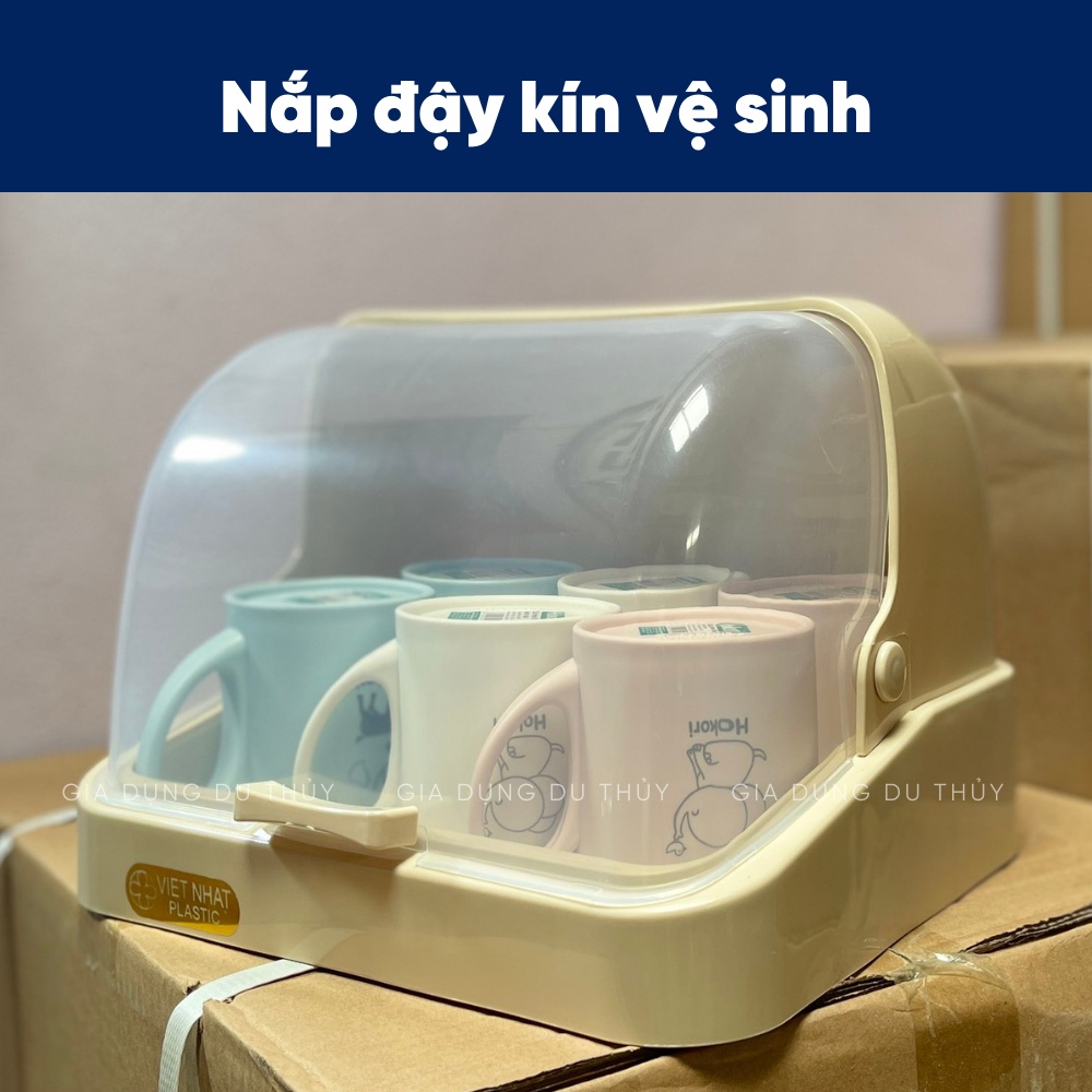 Khay úp ly có nắp đậy kín, dùng úp ly, úp bình sữa, úp chén bát, nhỏ gọn sạch sẽ tránh vi khuẩn thương hiệu Việt Nhật