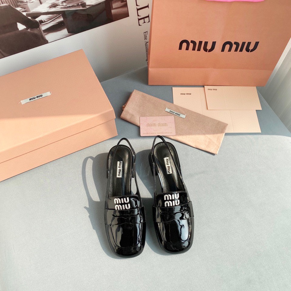 Giày cao gót nữ da thật thời trang cao cấp Miu Miu phong cách trẻ trung, thời thượng