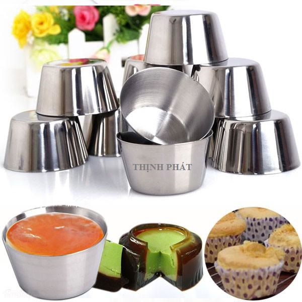 Bộ 10 Khuôn Làm Bánh Inox 304 Có Nắp  Làm Bánh Flan , Rau Câu , Cupcake, Làm Đá Không Gỉ